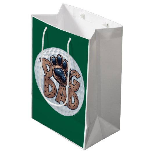 Dog Dad Golf Medium Cadeauzakje (Voorkant Gekanteld)
