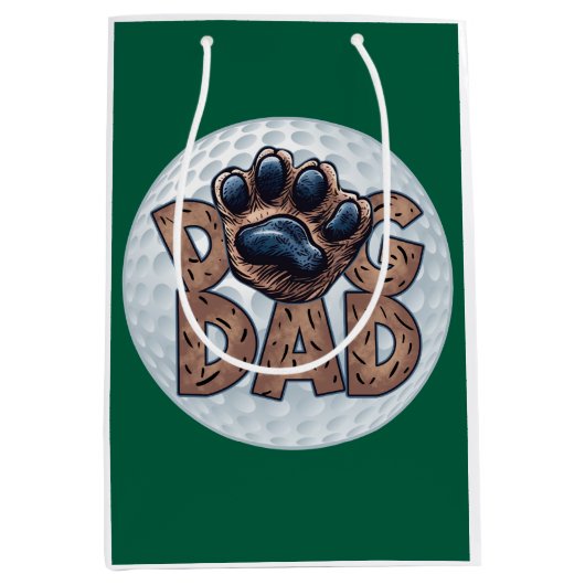 Dog Dad Golf Medium Cadeauzakje (Voorkant)
