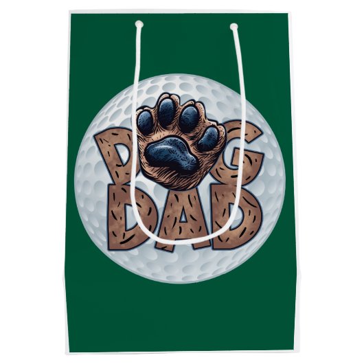 Dog Dad Golf Medium Cadeauzakje (Achterkant)