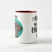 Dog Dad grappige dog quote & custom foto/name Tweekleurige Koffiemok (Center)