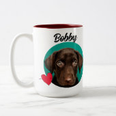 Dog Dad grappige dog quote & custom foto/name Tweekleurige Koffiemok (Links)