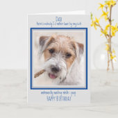 Dog Dad Happy Birthday Funny Schattige Dog Dad Poo Kaart (Gele Bloem)