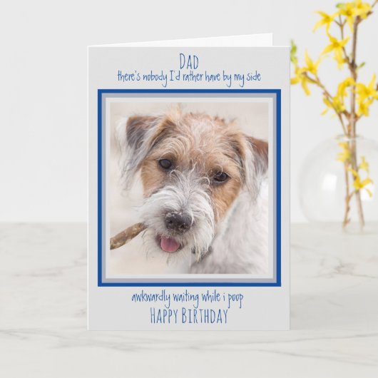 Dog Dad Happy Birthday Funny Schattige Dog Dad Poo Kaart (Gele Bloem)