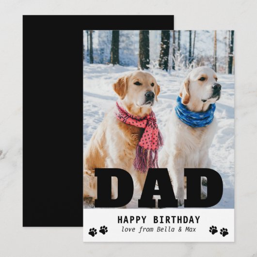 Dog Dad Happy Birthday Modern Personalized Photo (Voorkant / Achterkant)