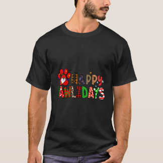 Dog Dad Happy Pawlidays Merry KerstHolida T-shirt