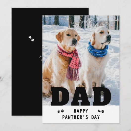 Dog Dad Happy Vaderdag Paw Print Funny Foto Feestdagenkaart (Voorkant / Achterkant)