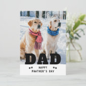 Dog Dad Happy Vaderdag Paw Print Funny Foto Feestdagenkaart (Staand voorkant)