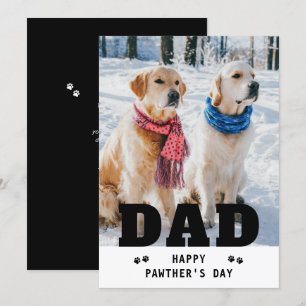 Dog Dad Happy Vaderdag Paw Print Funny Foto Feestdagenkaart