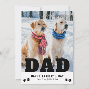 Dog Dad Happy Vaderdag Paw Print Moderne Photo Feestdagenkaart