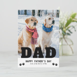 Dog Dad Happy Vaderdag Paw Print Moderne Photo Feestdagenkaart