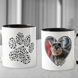 Dog Dad Heart Paw Print gepersonaliseerde foto Mok