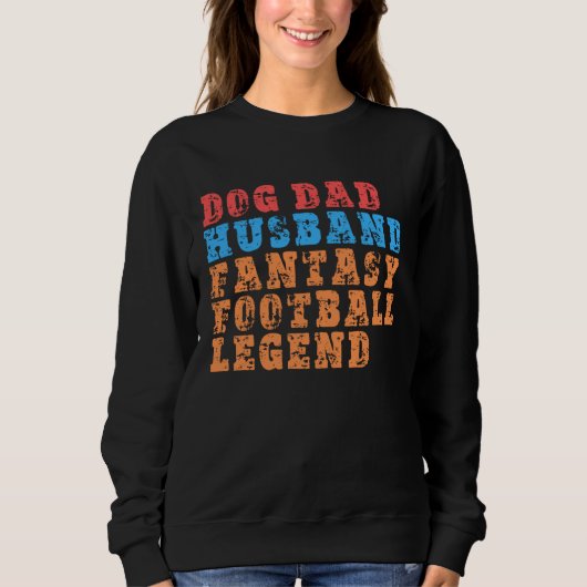 Dog Dad Husband Fantasy Football Legend Mens Retr Trui (Voorkant)