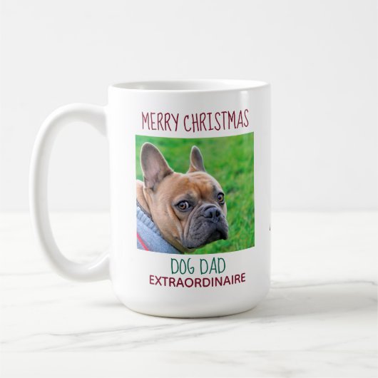 Dog Dad - Merry kerstpas Dog Photo Koffiemok (Links)