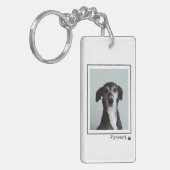 Dog Dad Minimalistische Typografie Aangepaste Foto Sleutelhanger (Voorkant Links)