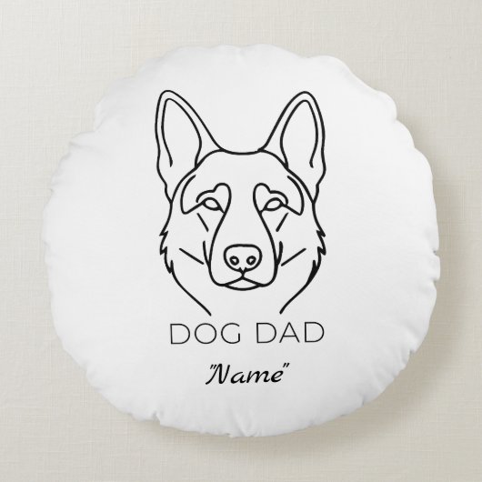 Dog Dad mit Name personalisiert Hundepapa Rond Kussen (Voorkant)