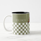 Dog Dad Olive White Geruite Teckel Custom Tweekleurige Koffiemok (Links)