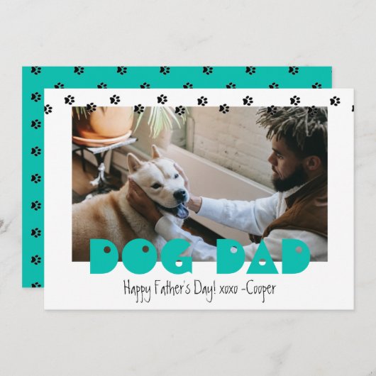 Dog Dad | Pawprinters | Aangepaste Moederdag Feestdagenkaart (Voorkant / Achterkant)
