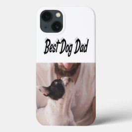 Dog Dad Photo Black  text iPhone Case