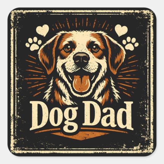 Dog Dad – Proud Canine Father Love Vierkante Sticker (Voorkant)