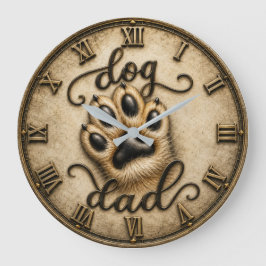 Dog Dad Rustic Paw Print Grote Klok