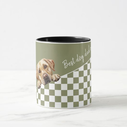 Dog Dad Sage Olive Yellow Labrador Custom Mok (Midden)
