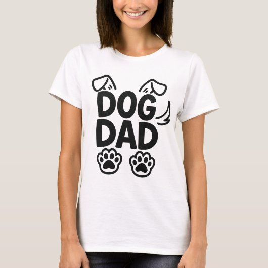 Dog Dad - Schattige Paw and Ear Typography Design T-shirt (Voorkant)