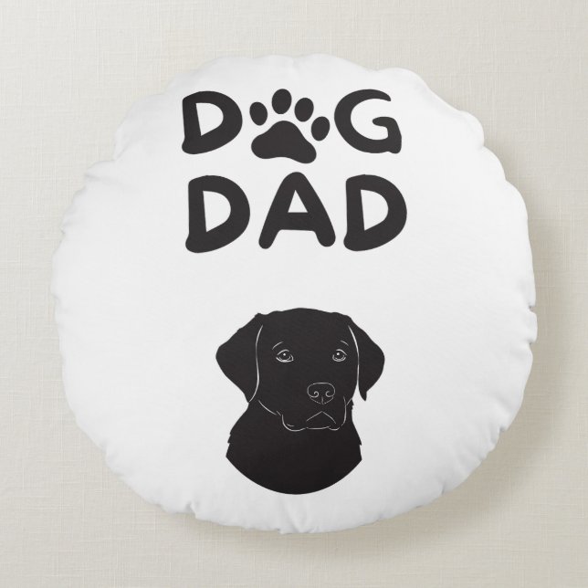  Dog Dad T-shirt | Funny Pet Lovers Tee  Rond Kussen (Voorkant)