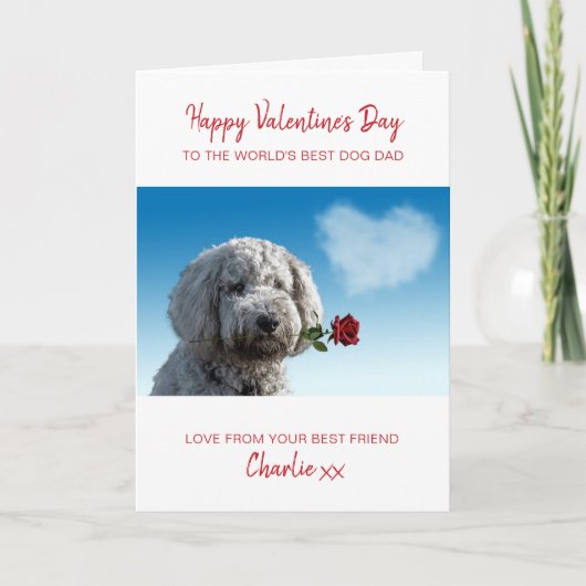 Dog Dad Valentine Personalized Pet Photo Feestdagen Kaart (Voorkant)