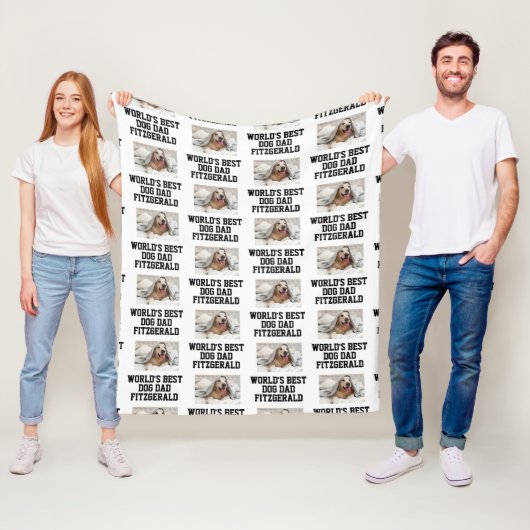 DOG DAD WORLDS BESTE aangepaste naam Foto Fleece Deken (In situ)
