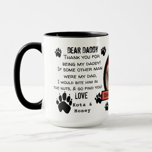 DOG DADDY VAN DE KLANT. DEAR DAD pET COFFEE Mok (Links)