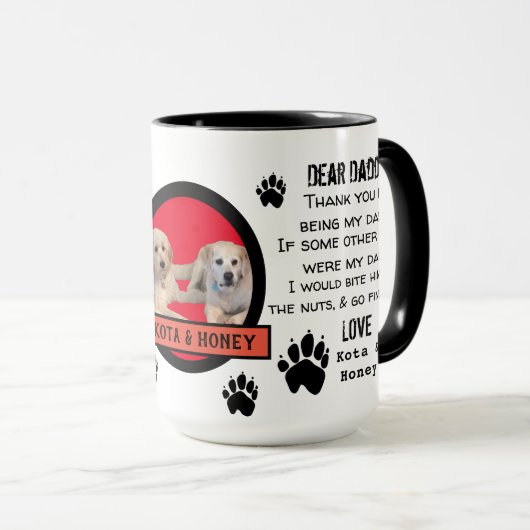 DOG DADDY VAN DE KLANT. DEAR DAD pET COFFEE Mok (Voorkant rechts)