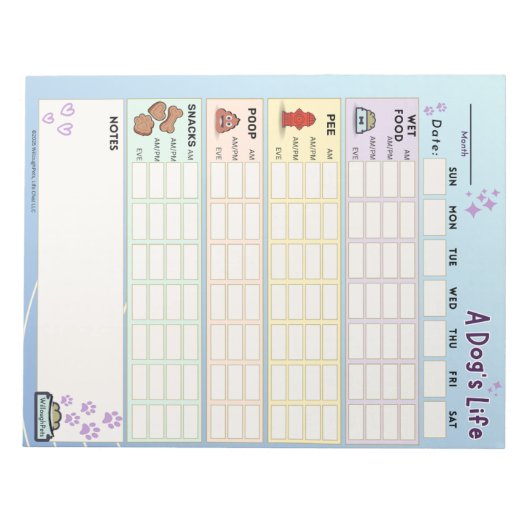 Dog Daily Tracker, Zondag Start Notitieblok (Voorkant)