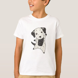 Dog Dalmatian Retriver klaagt honden aan voor kind T-shirt