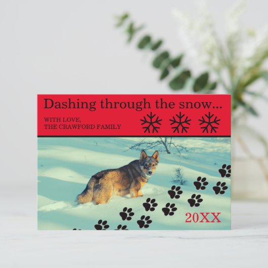 Dog Dashing through the Snow - Kerstmis Kaart (Staand voorkant)