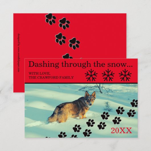 Dog Dashing through the Snow - Kerstmis Kaart (Voorkant / Achterkant)