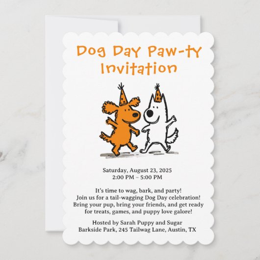 Dog Day Paw-ty Invitation - Schattige Puppy Party Kaart (Voorkant)