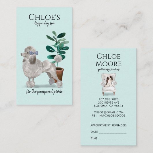 Dog Day Spa Groom Business & Afspraak Herinnering Visitekaartje (Voorkant / Achterkant)