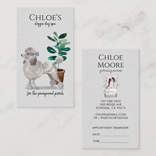 Dog Day Spa Groom Business & Afspraak Herinnering Visitekaartje (Voorkant / Achterkant)