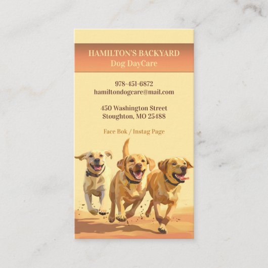 Dog Daycare Walking Pet Sitting Visitekaartje (Voorkant)