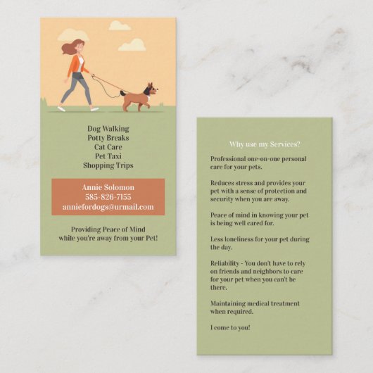Dog Daycare Walking Pet Sitting Visitekaartje (Voorkant / Achterkant)
