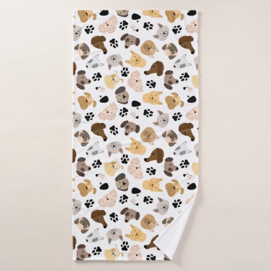 Dog Days - Hondenrassen en hond Paws Pattern Badhanddoek (Badhanddoek)