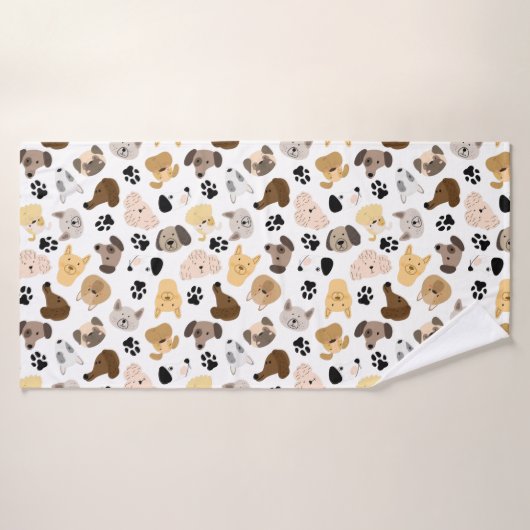 Dog Days - Hondenrassen en hond Paws Pattern Badhanddoek (Badhanddoek)