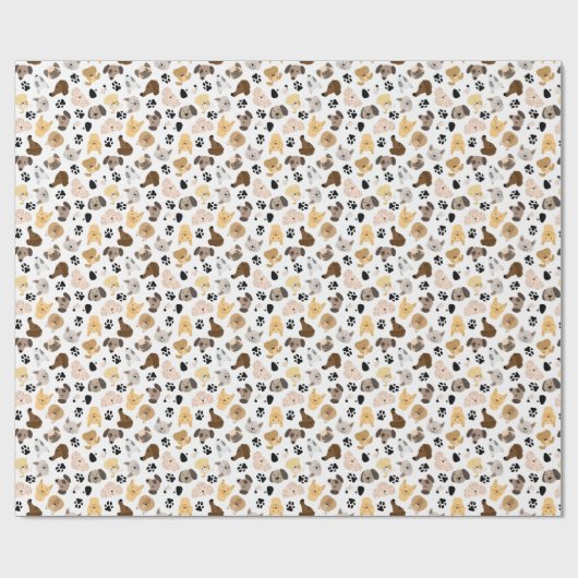 Dog Days - Hondenrassen en hond Paws Pattern Cadeaupapier (Vlak)