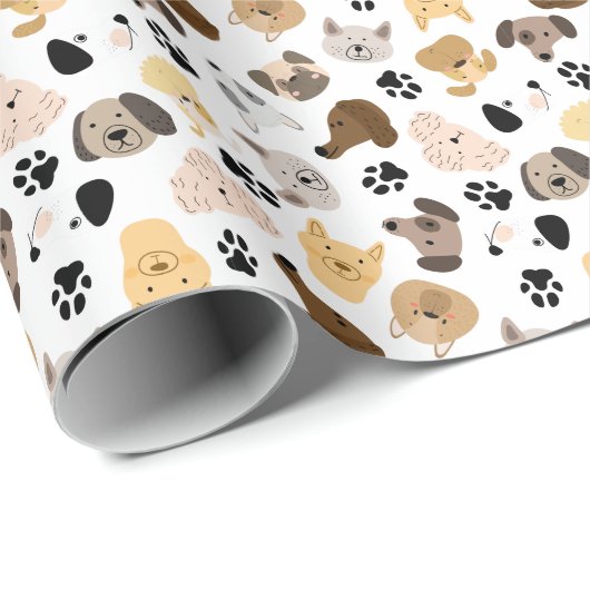 Dog Days - Hondenrassen en hond Paws Pattern Cadeaupapier (Rol Hoek)