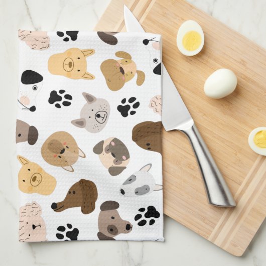Dog Days - Hondenrassen en hond Paws Pattern Theedoek (Quarter Fold)