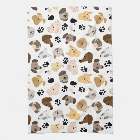 Dog Days - Hondenrassen en hond Paws Pattern Theedoek (Verticaal)