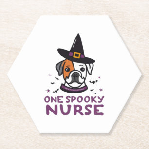Dog Days Meet Spooky Nights One Spooky Nurse Dog Kartonnen Onderzetters