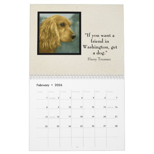 Dog Daze maandelijkse Canine Foto's & quotes Kalender (Feb 2026)
