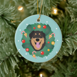 Dog Decorated Kerstmis Wreath Keramisch Ornament