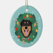 Dog Decorated Kerstmis Wreath Keramisch Ornament (Rechts)